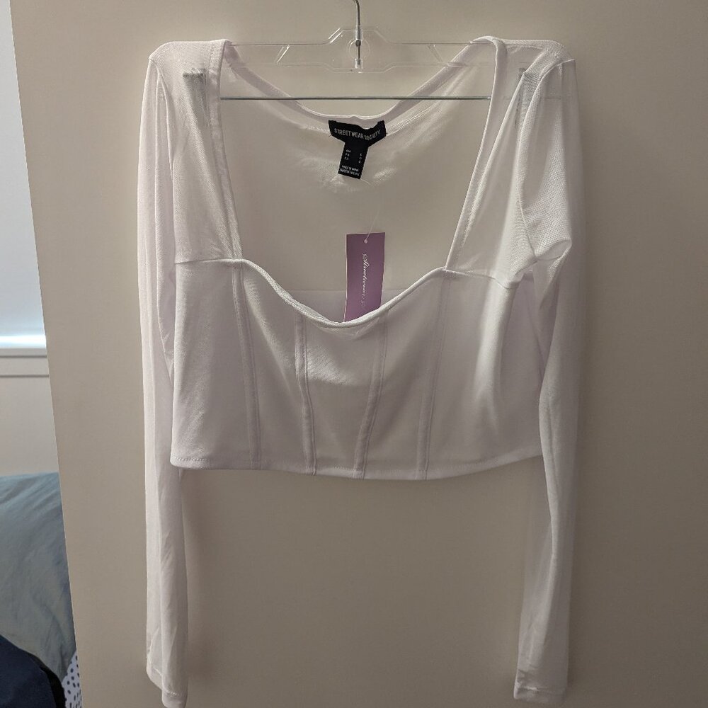 Mesh long sleeved crop top
